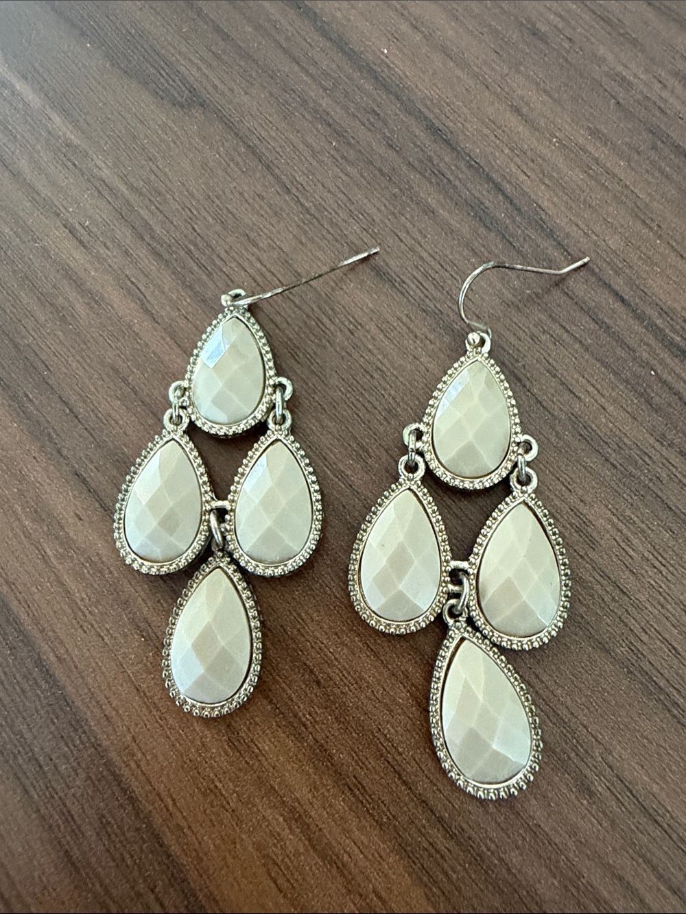 Elegant Cream Teardrop Dangle Earrings